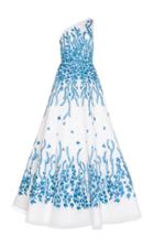 Andrew Gn Embroidered One Shoulder Gown