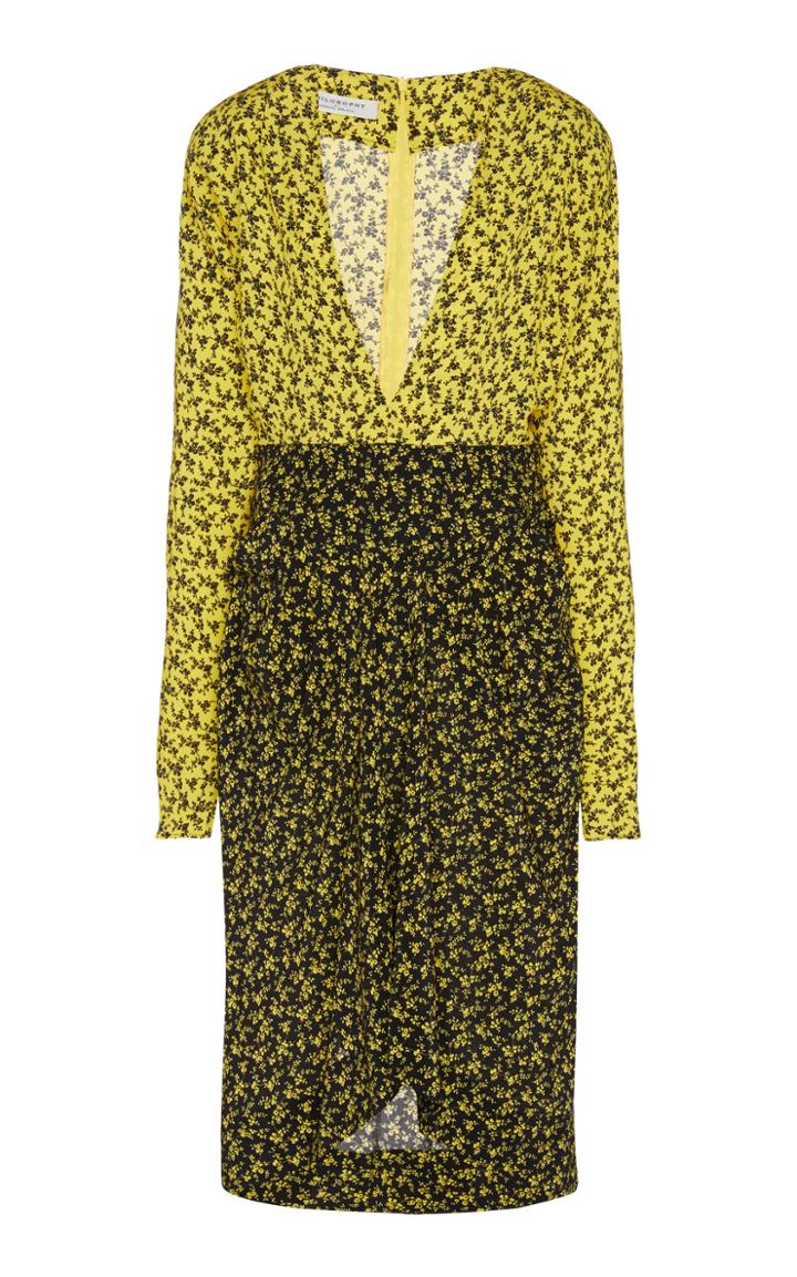 Philosophy Di Lorenzo Serafini Two-tone Floral-patterned Crepe De Chine Dress