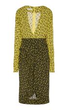 Philosophy Di Lorenzo Serafini Two-tone Floral-patterned Crepe De Chine Dress
