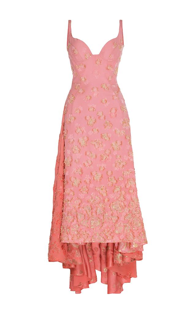 Paule Ka High-low Silk-blend Midi Dress