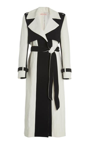 Maggie Marilyn Call Me Cruella De Vil Belted Color-block Linen Trench