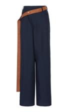 Lanvin Asymmetric Belted Mohair-wool Blend Trousers
