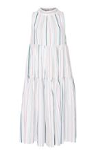 Asceno Bow-tie Collared Stripe Midi Dress
