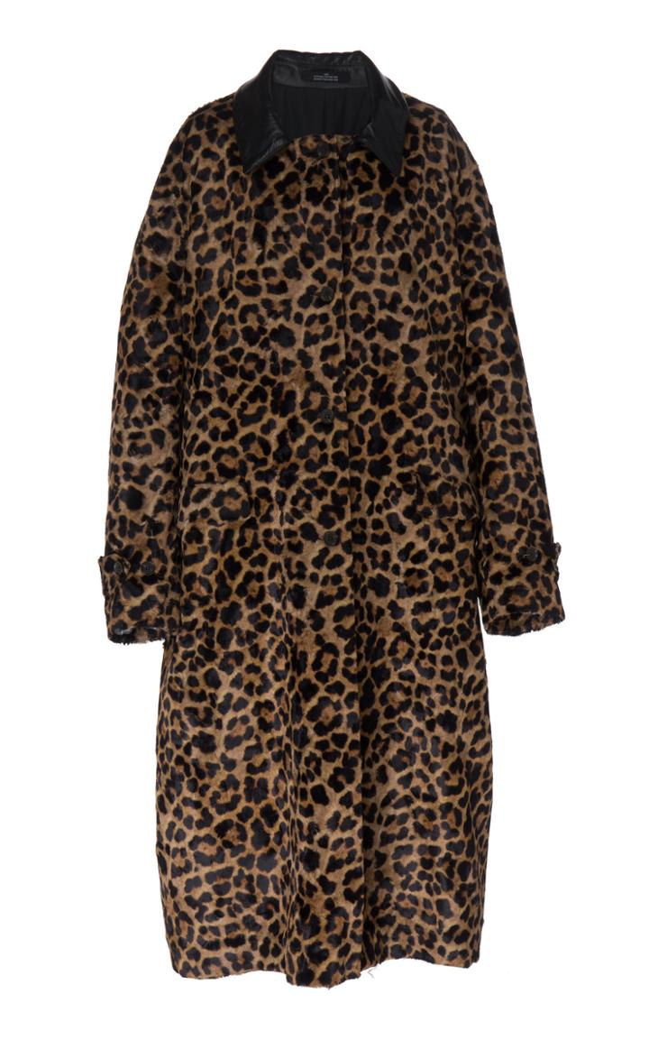 Rokh Long Cheetah-print Trench Coat