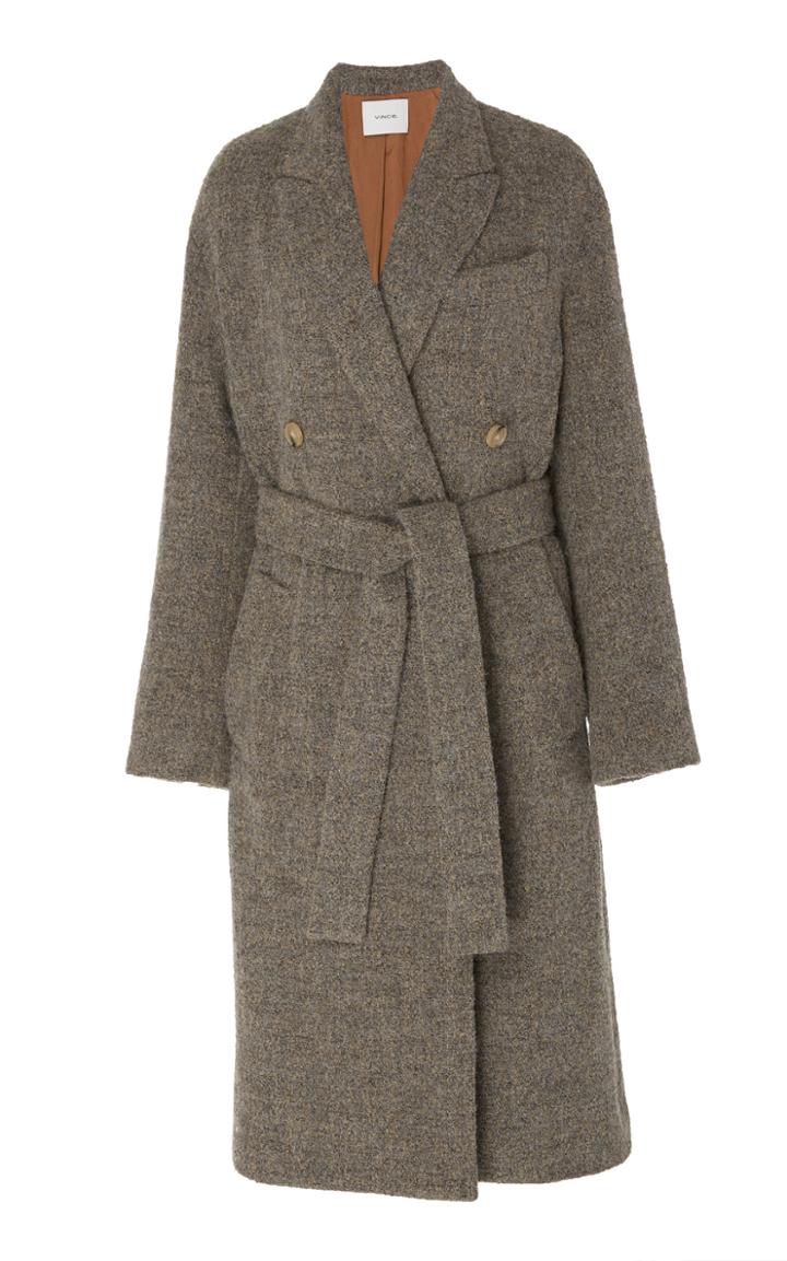 Vince Belted Double-breasted Boucl Coat Size: S