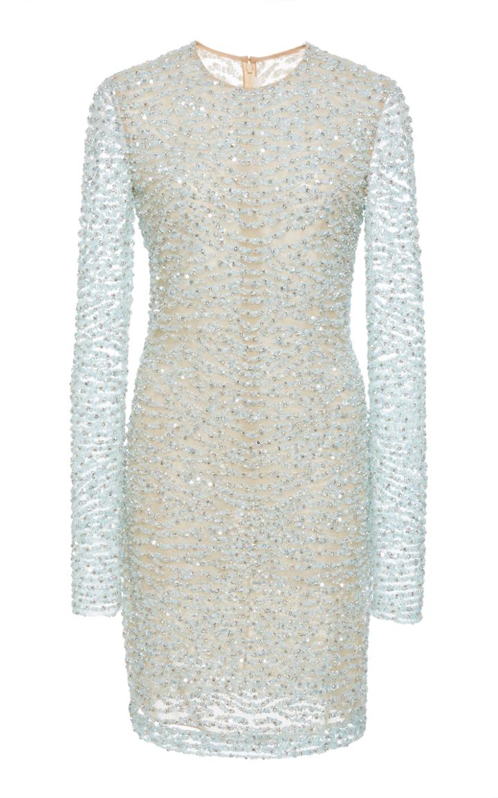 Naeem Khan Long Sleeve Beaded Mini Dress