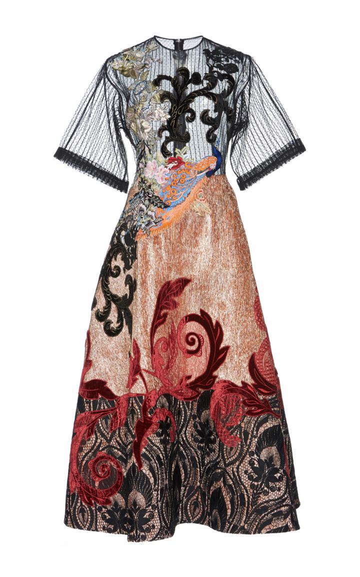 Hussein Bazaza Embroidered Midi Dress