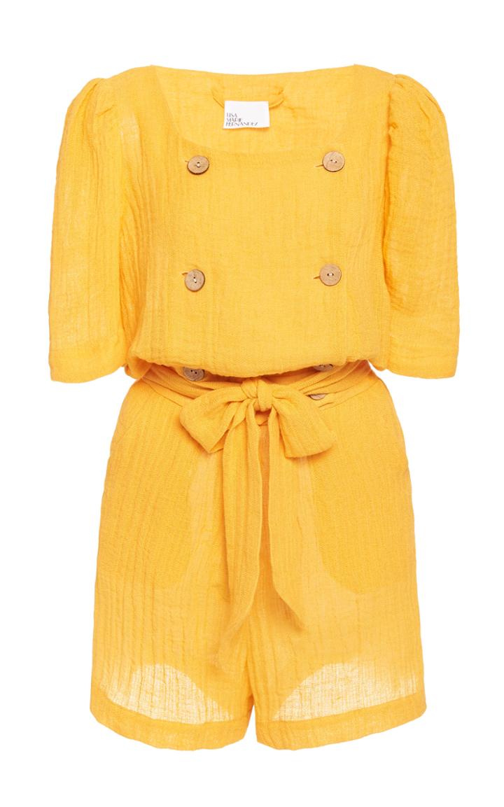 Lisa Marie Fernandez Diana Belted Linen-blend Playsuit