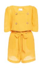 Lisa Marie Fernandez Diana Belted Linen-blend Playsuit