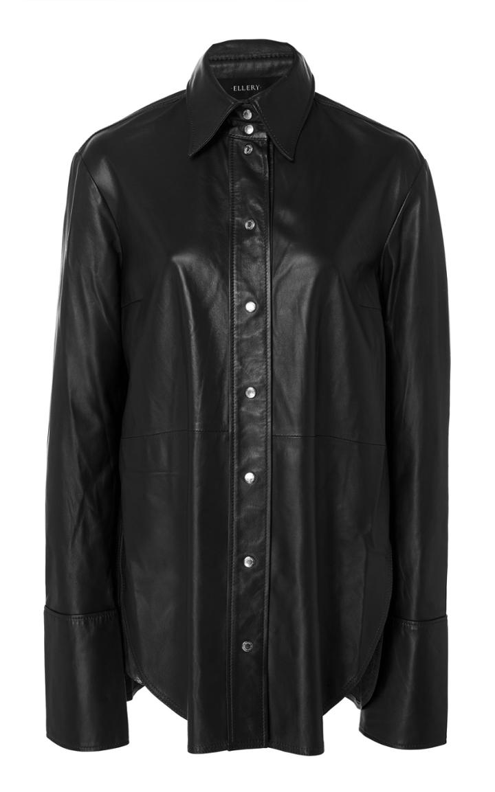 Ellery Retinal Cutout Leather Button-down