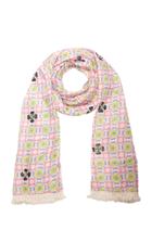Verandah Hand-beaded Tasseled Crepe Scarf