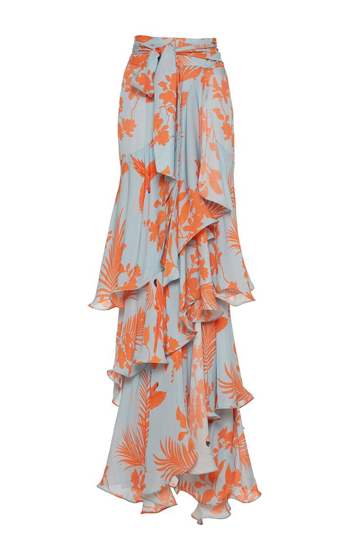 Johanna Ortiz Costa Pacifica Tiered Long Skirt