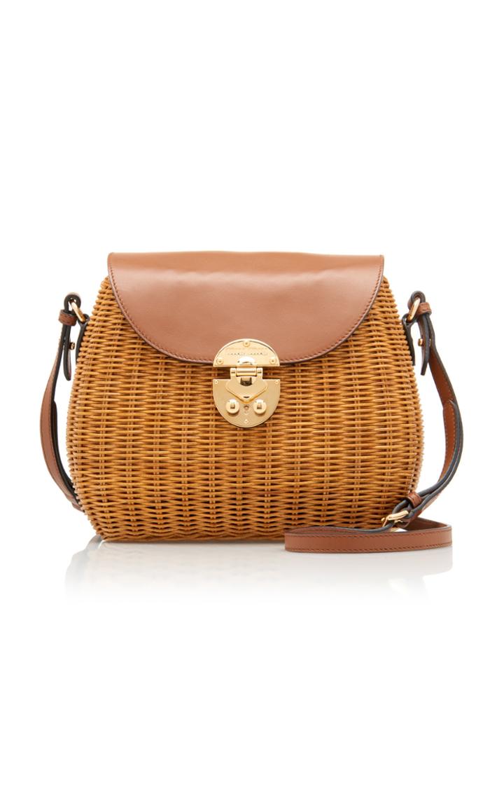 Miu Miu Large Midollino Leather-paneled Rattan Basket Bag