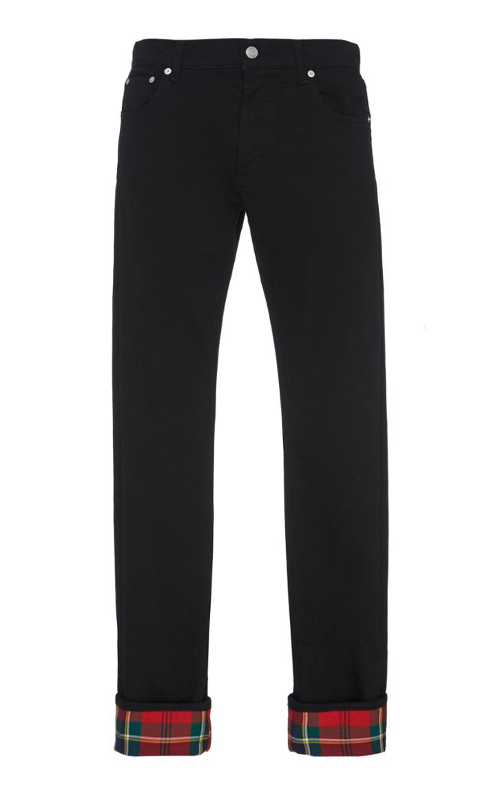 Alexander Mcqueen Tartan Cotton Twill-lined Slim-fit Jeans