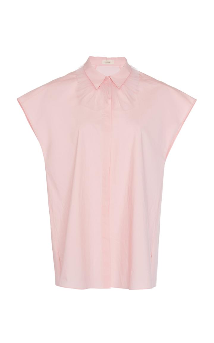 Delpozo Tulle Collar Poplin Shirt