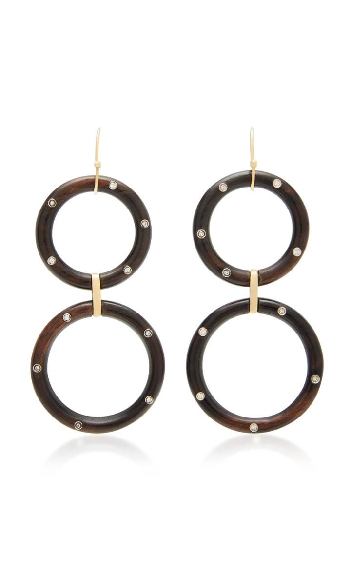 Rosa De La Cruz 18k Gold Ebony And Diamond Hoop Earrings