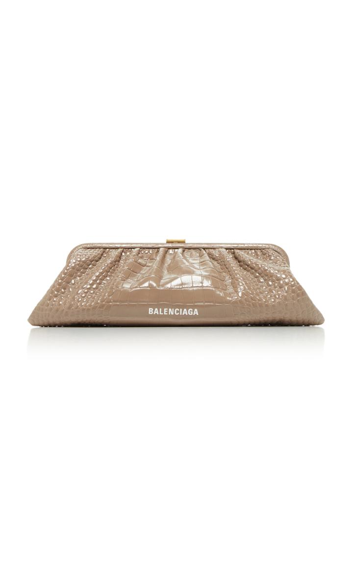Balenciaga Cloud Croc-effect Leather Clutch
