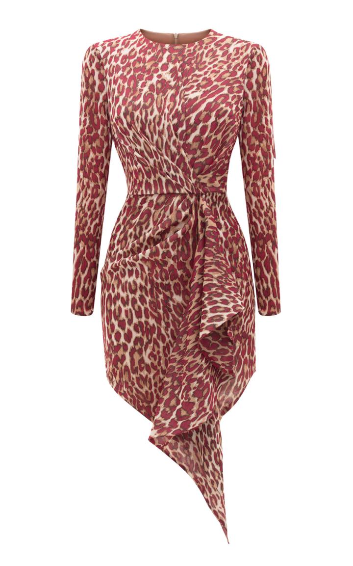 Rasario Draped Leopard-print Chiffon Mini Dress
