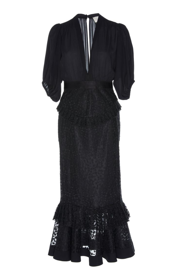 Alexis Dilarra Tiered Devor-chiffon Midi Dress Size: Xs