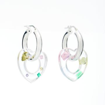 Moda Operandi Pina Jewels Jeweled Heart Charm Hoop Earrings
