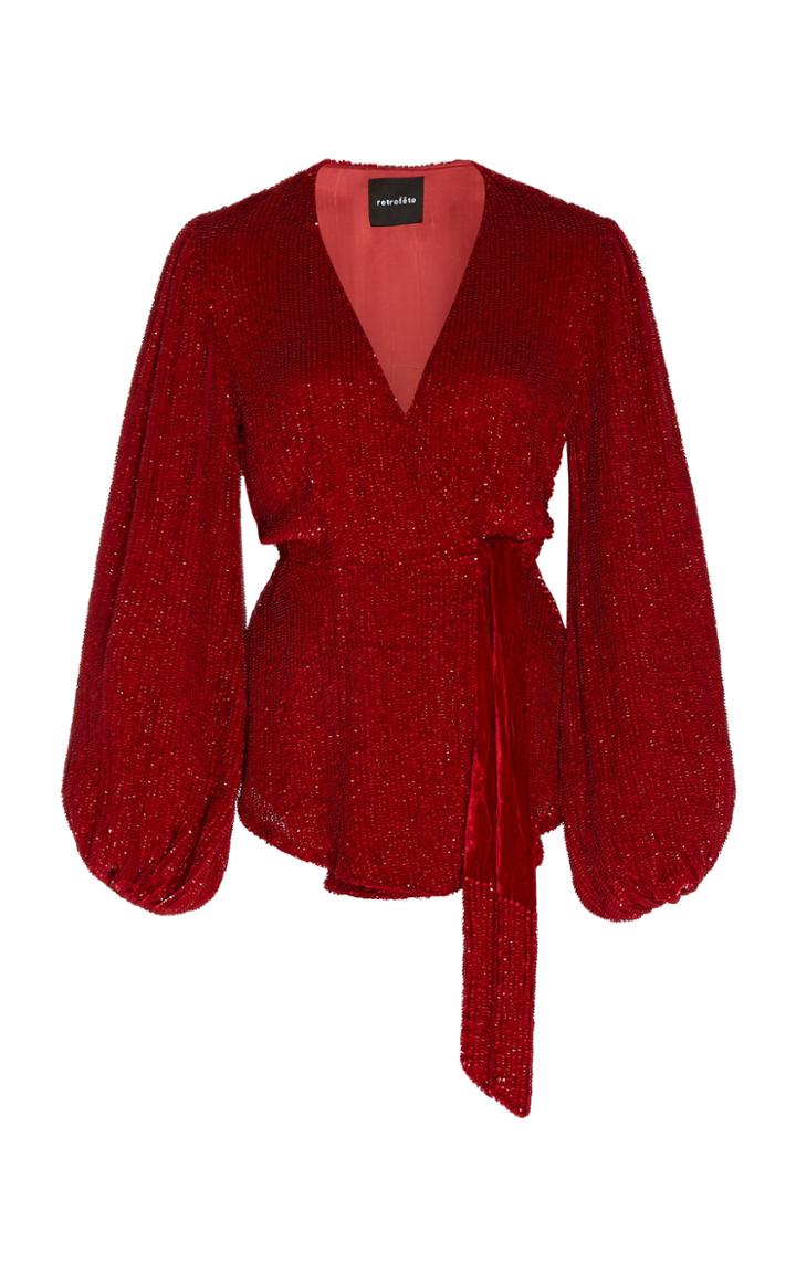 Retrofte Bette V-neck Sequined Top Size: Xs