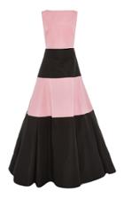 Christian Siriano Flamingo Pink And Black Color Blocked Gown