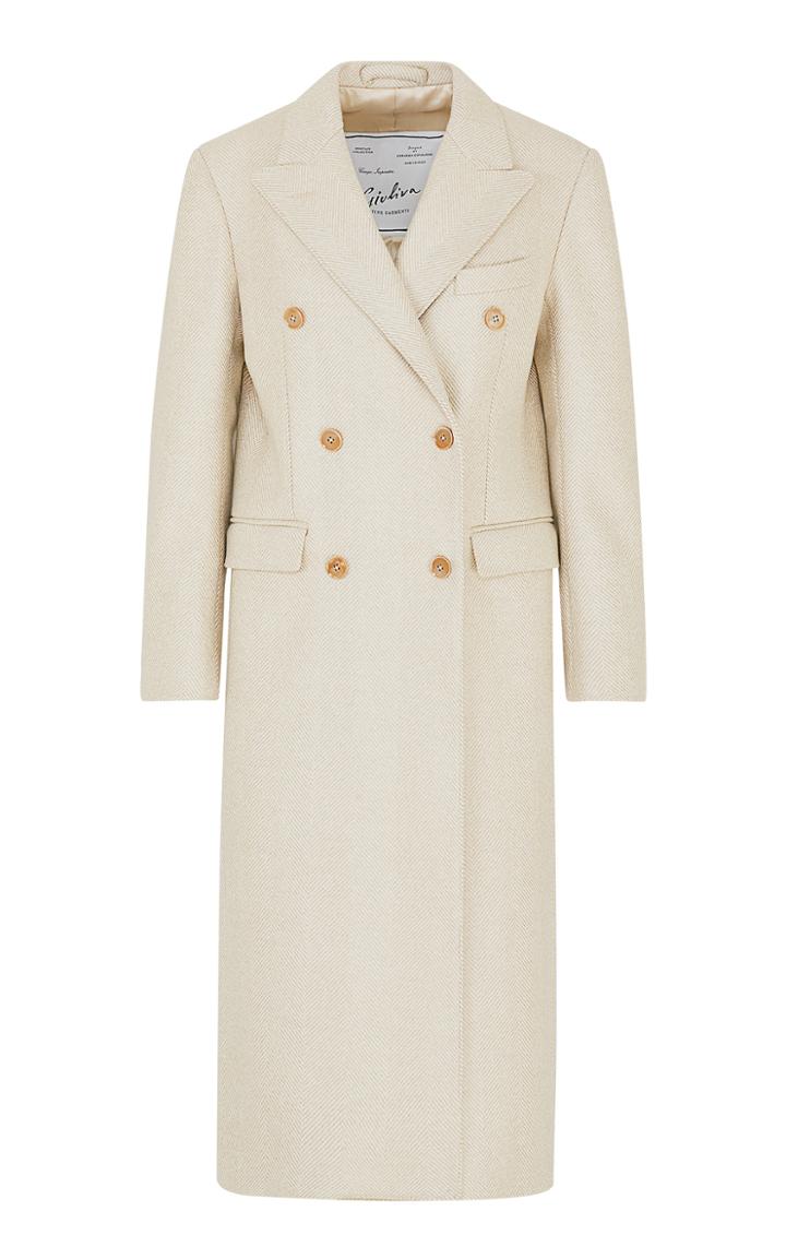 Moda Operandi Giuliva Heritage The Cindy Herringbone Wool Double-breasted Coat