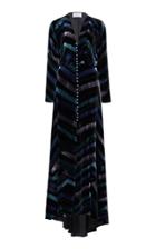 Luisa Beccaria Velvet Printed Flock Bottoncini Dress