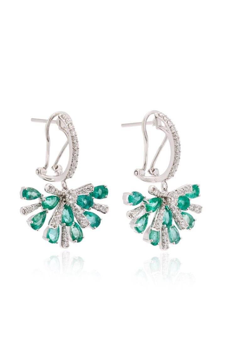 Hueb Exclusive 18k White Gold Emerald And Diamond Earrings