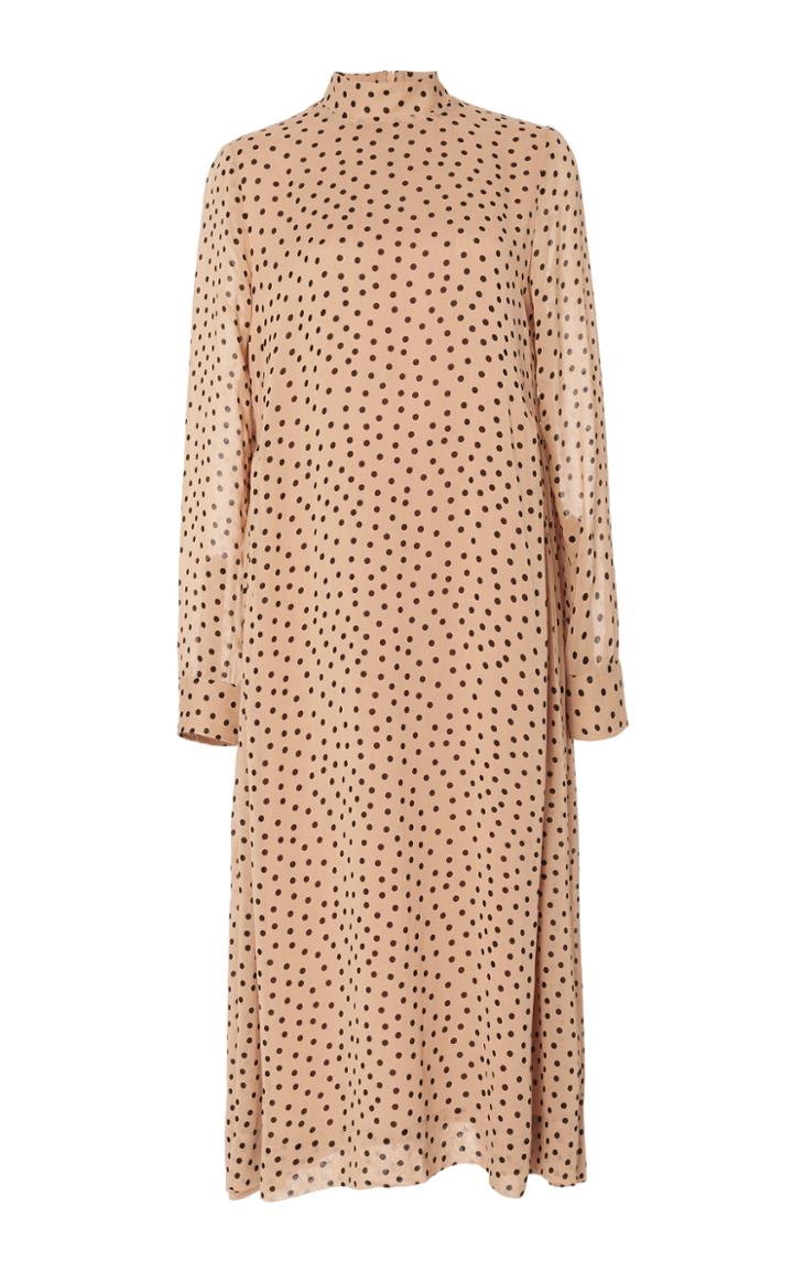 Ganni Polka-dot Georgette Midi Dress