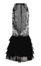 Moda Operandi Giambattista Valli Embroidered Tiered Chiffon Midi Skirt Size: 38
