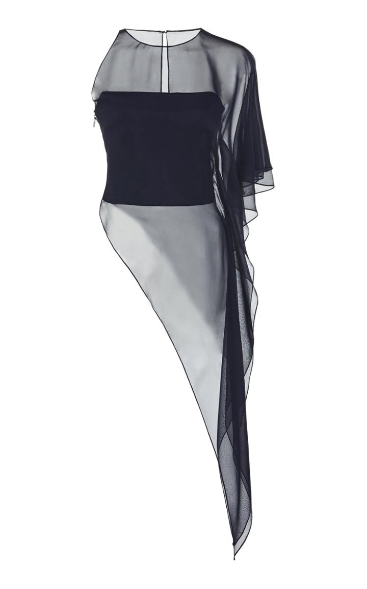 Cushnie One Shoulder Layered Silk Top