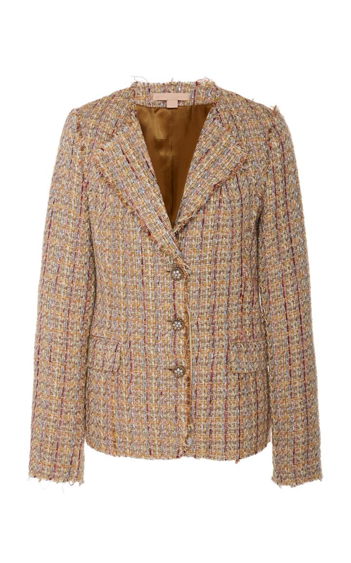 Brock Collection Portman Single-breasted Collarless Tweed Jacket