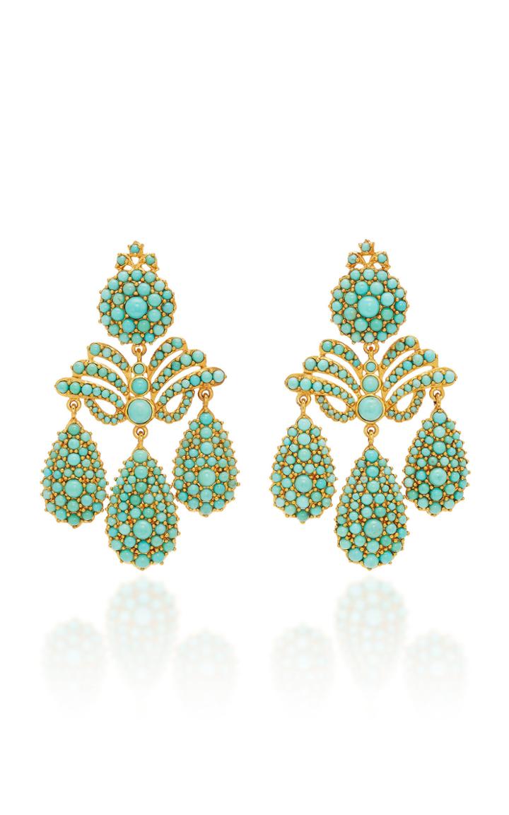 Sylvie Corbelin Marquise Palace 18k Gold Turquoise Earrings