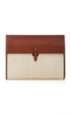 Hunting Season Large Straw And Leather Clutch