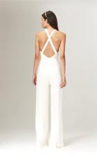 Savannah Miller Nancy Fitted Ivory Crepe Jumpsuit