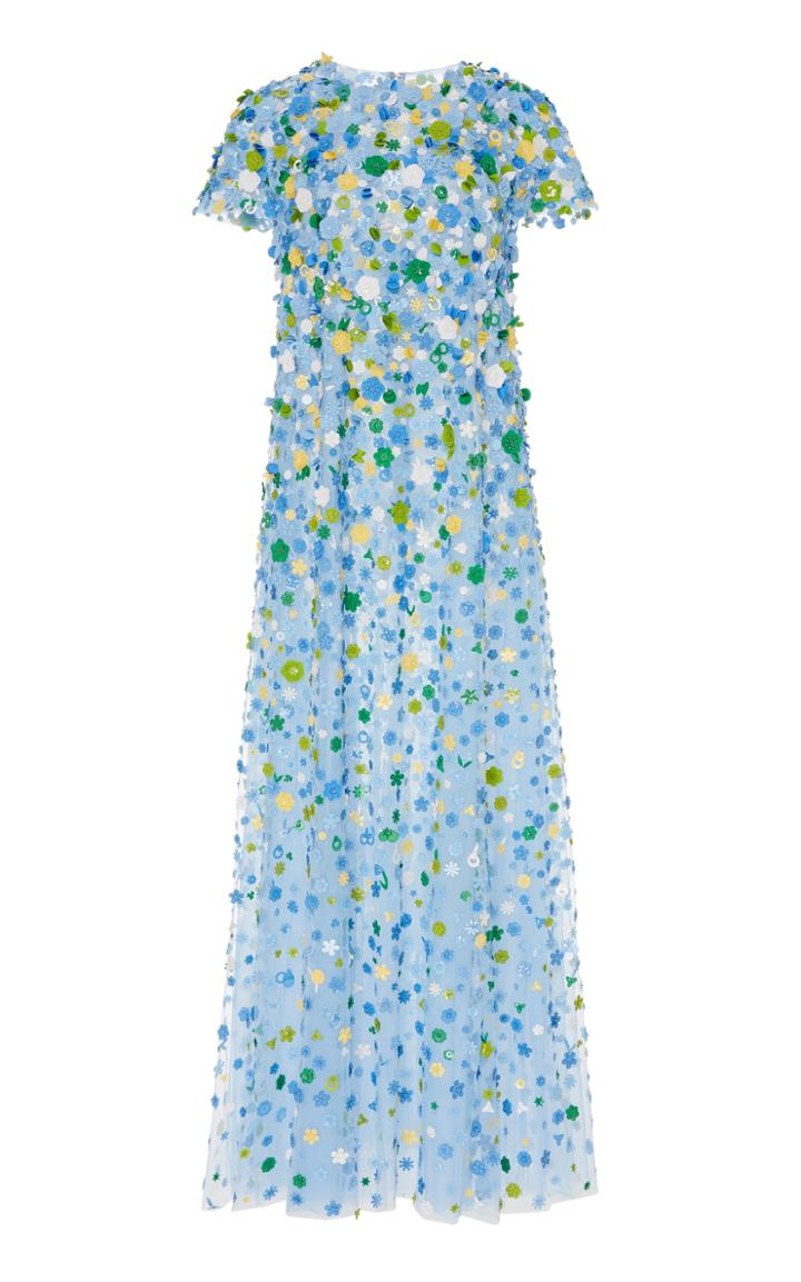 Moda Operandi Carolina Herrera Floral Embroidered Gown Size: 0