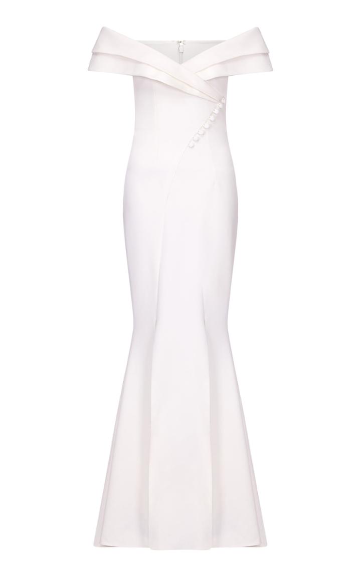 Safiyaa Madison Off-the-shoulder Heavy Crepe Fitted Dress