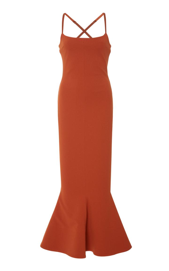 Solace London Verla Fluted-hem Midi Dress