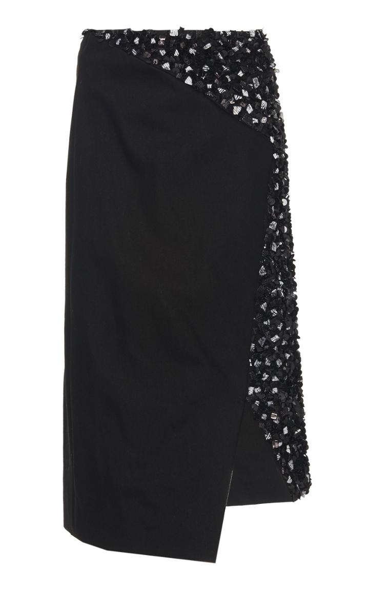 Jeffrey Dodd Shell Embroidered Asymmetric Cotton Skirt