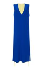 Agnona Silk Crepe De Chine Double Layer V Neck Dress
