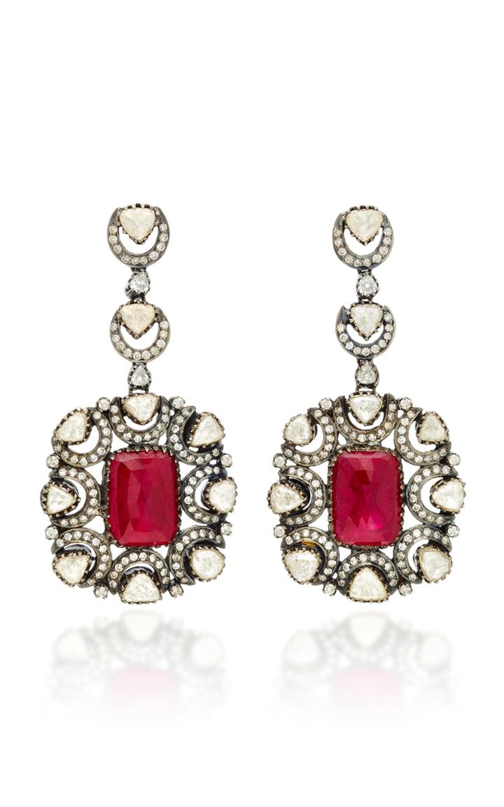 Amrapali Gold Earrings With Ruby & Diamond