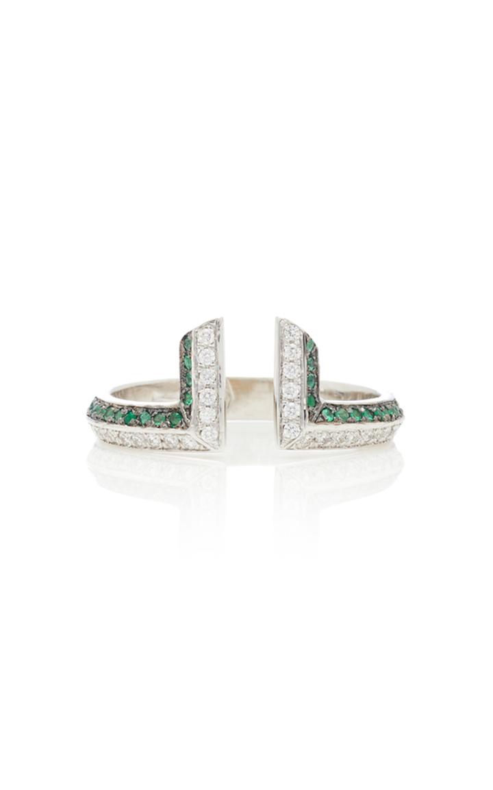 Ralph Masri 18kt White Gold Damond And Emerald Ring