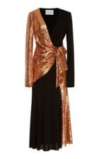 Prabal Gurung Long Sleeve Wrap Front Sequin Dress