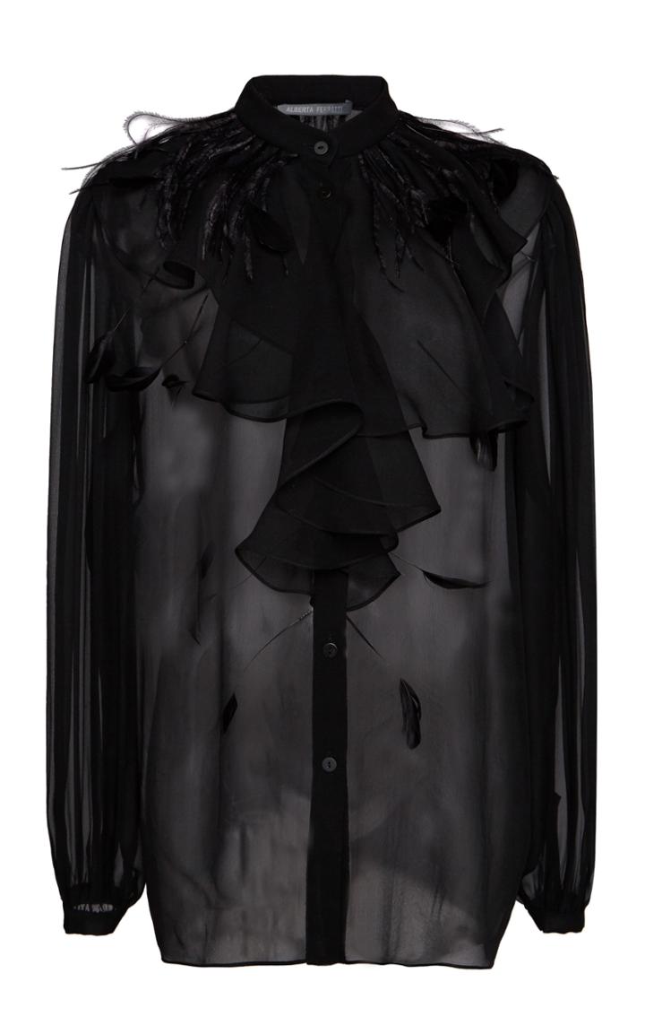 Moda Operandi Alberta Ferretti Feathered Chiffon Top