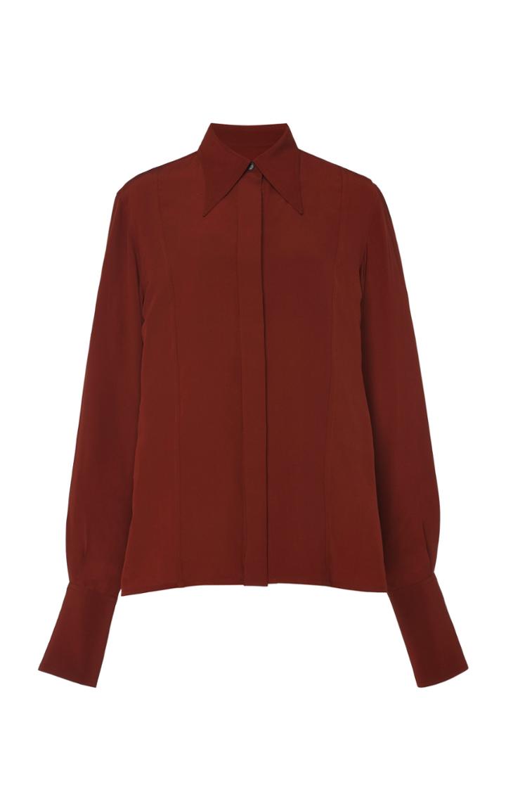 Moda Operandi Victoria Beckham Pointed Collar Silk Top Size: 4
