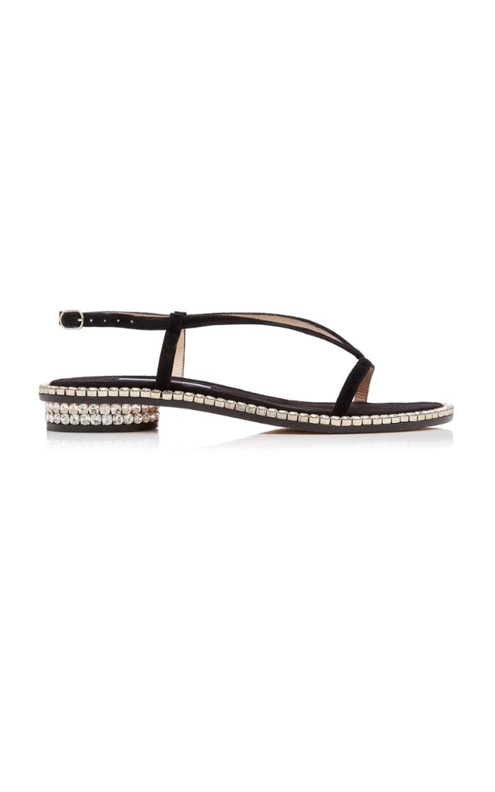 Stuart Weitzman Faye Crystal-embellished Slingback Sandals