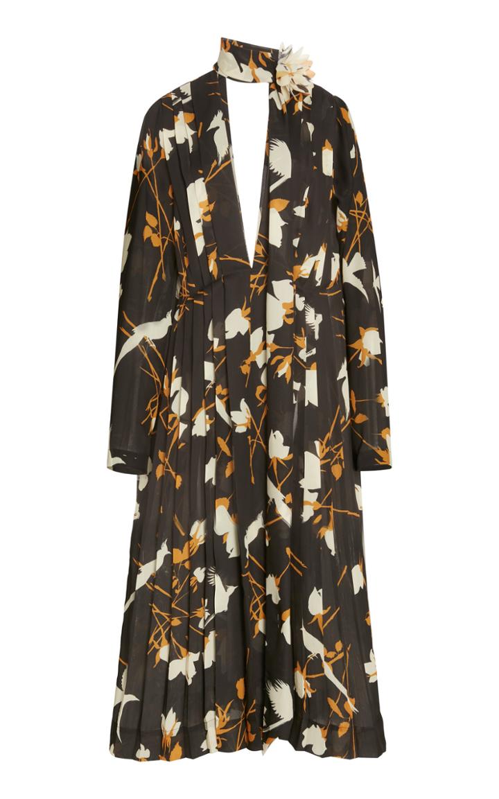 Moda Operandi Victoria Beckham Printed Cape-effect Crepe Dress Size: M