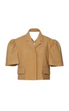Pushbutton Short Puff Sleeve Jacket