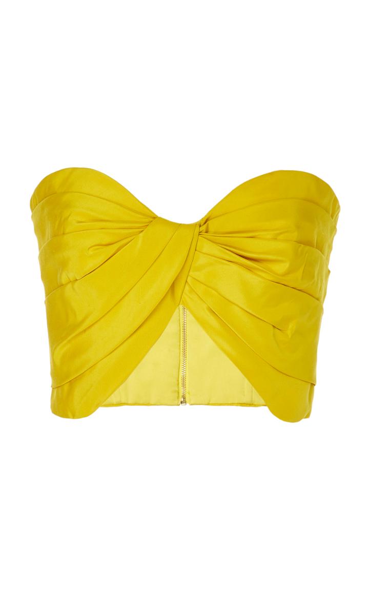 Monique Lhuillier Draped Silk-faille Bandeau Top